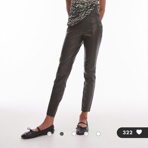 Topshop skinny faux leather trouser in brown